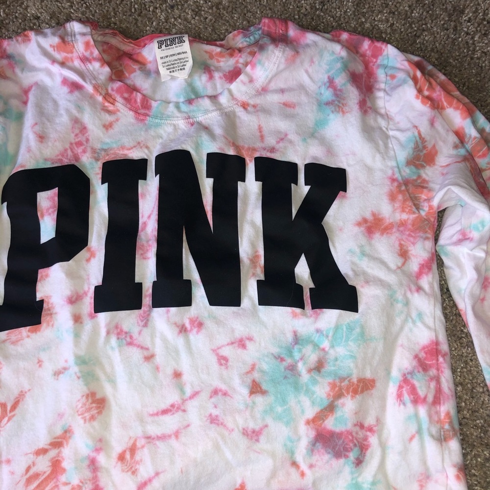 PINK long sleeve tie dye crop top